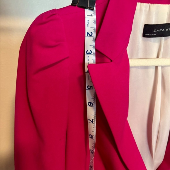 Zara Woman Puffed Sleeves Bright Fuchsia Blazer - Picture 7 of 15